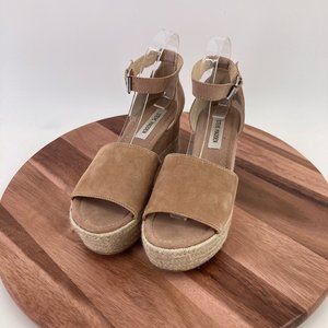 Steve Madden Womens Shoes Apolo Wedge Sandals Beige Espadrilles Size 8